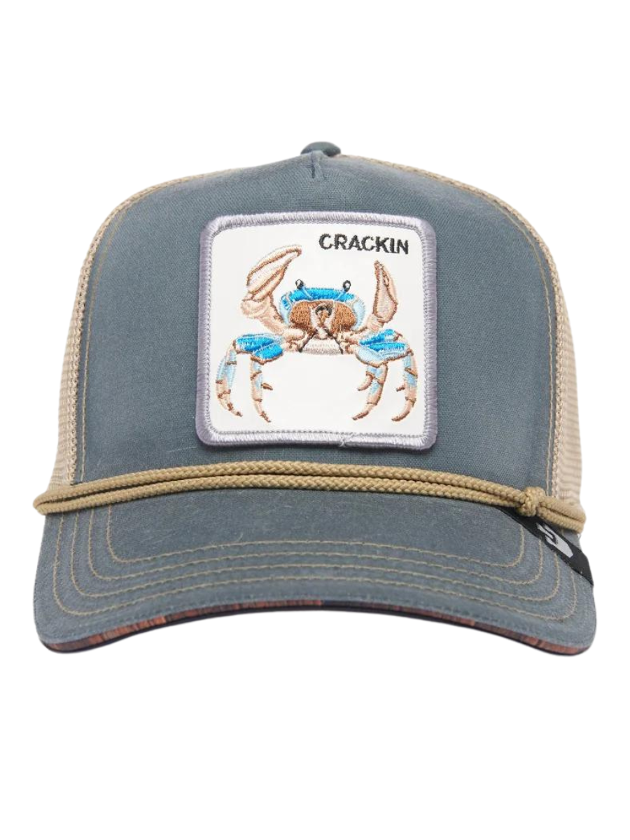 Cappellino Wuz Crackin (Crab) di Goorin Bros - Ardesia / Beige