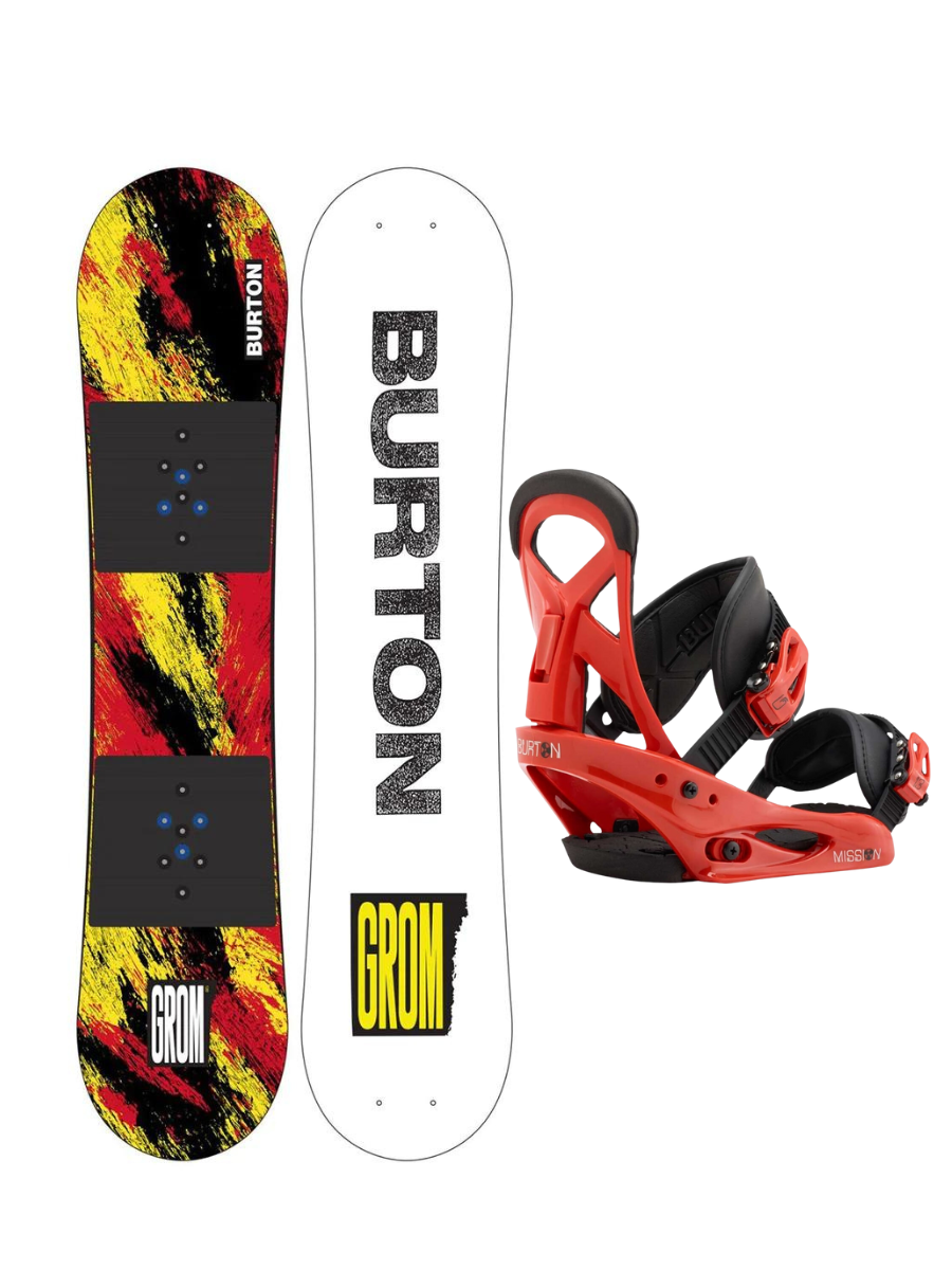 Pack snowboard ni o Tabla Burton Grom 130 Fijacion Burton Mission Small 34 38