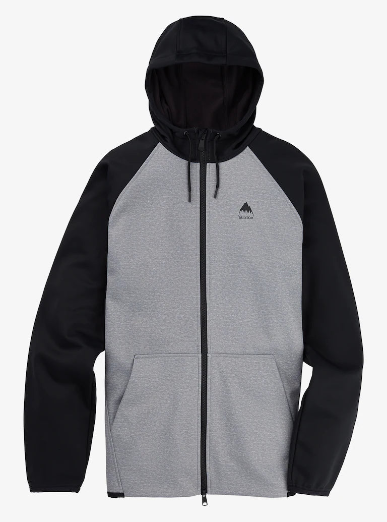 Sudadera Burton Crown Weatherproof Full-Zip Fleece Gray Heather  True Black