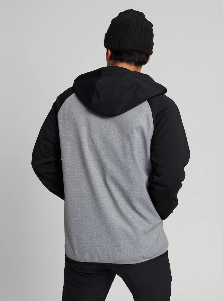 Sudadera Burton Crown Weatherproof Full-Zip Fleece Gray Heather  True Black