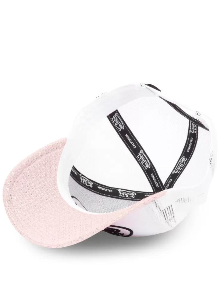 Von Dutch Shiny Trucker Cap - White and Pink