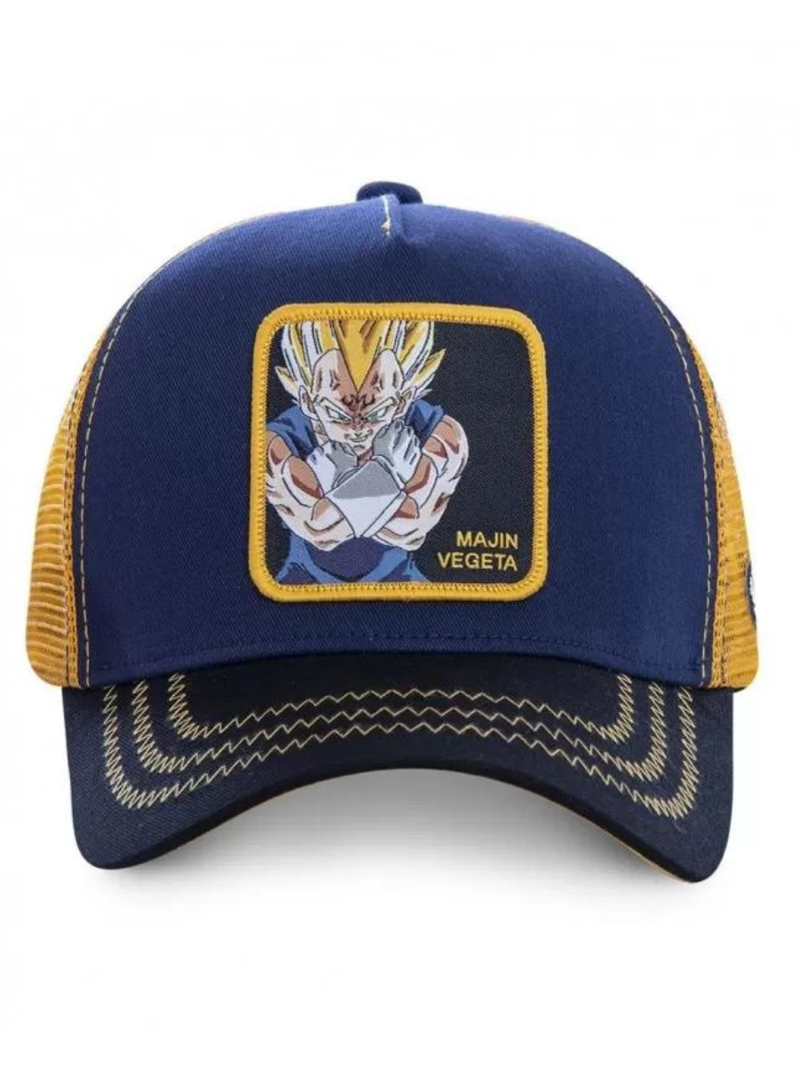 Cappellino Trucker Capslab x Dragon Ball Z (Majin Vegeta) - Giallo/Blu/Nero