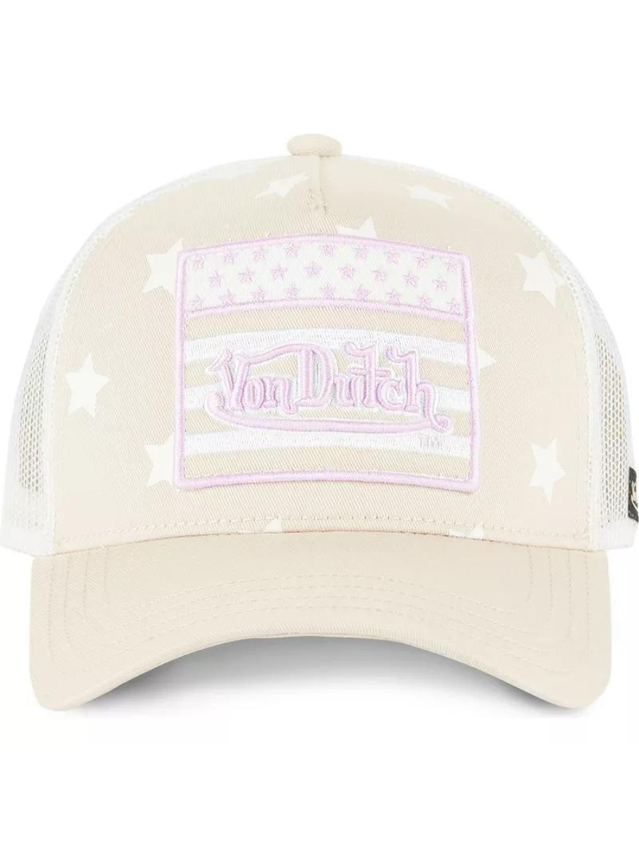 Von Dutch Flag Star Trucker Cap - Rose