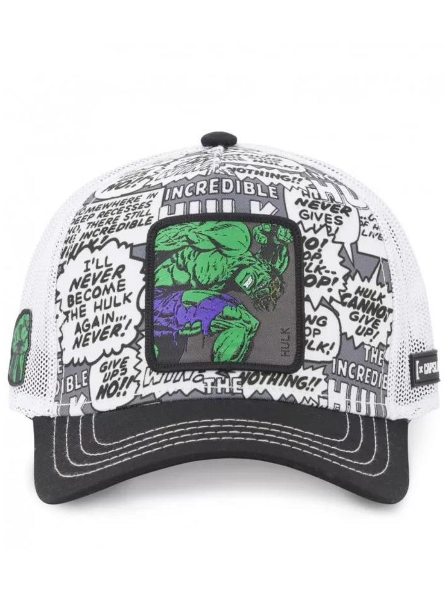 Cappellino Trucker Capslab x Marvel (Hulk) - Stampa nera