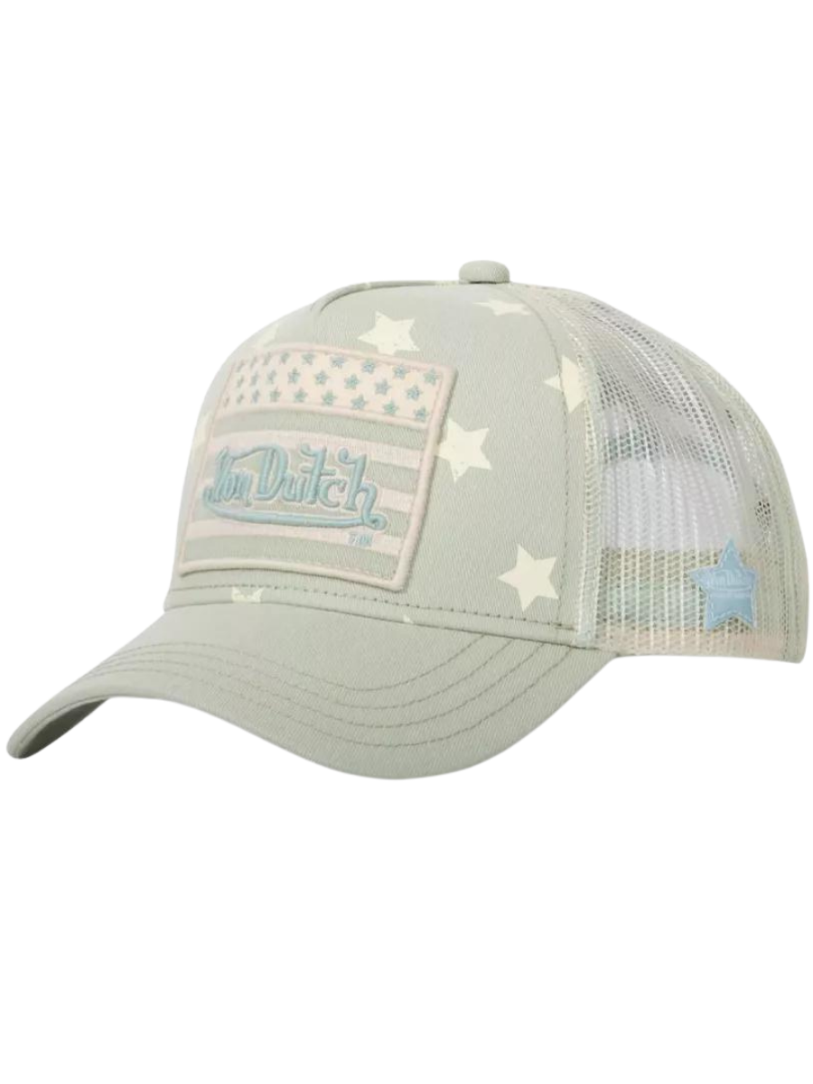 Von Dutch Flag Star Trucker Cap - Green