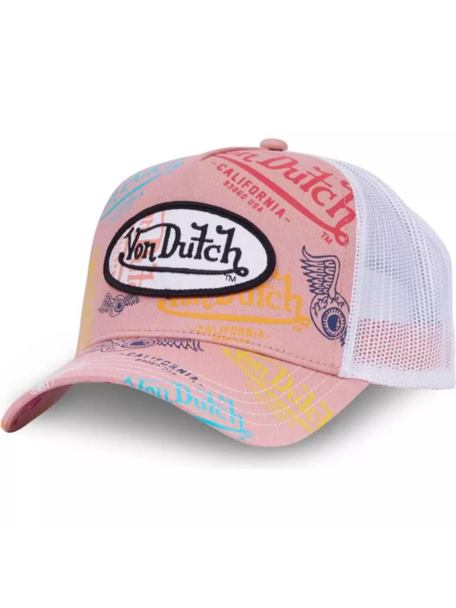 Von Dutch Oval Patch Le Pou Trucker Cap – Rosa und Weiß