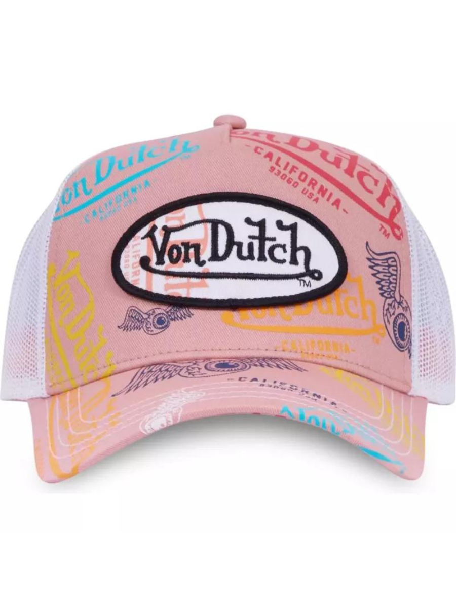 Von Dutch Oval Patch Le Pou Trucker Cap - Pink and White