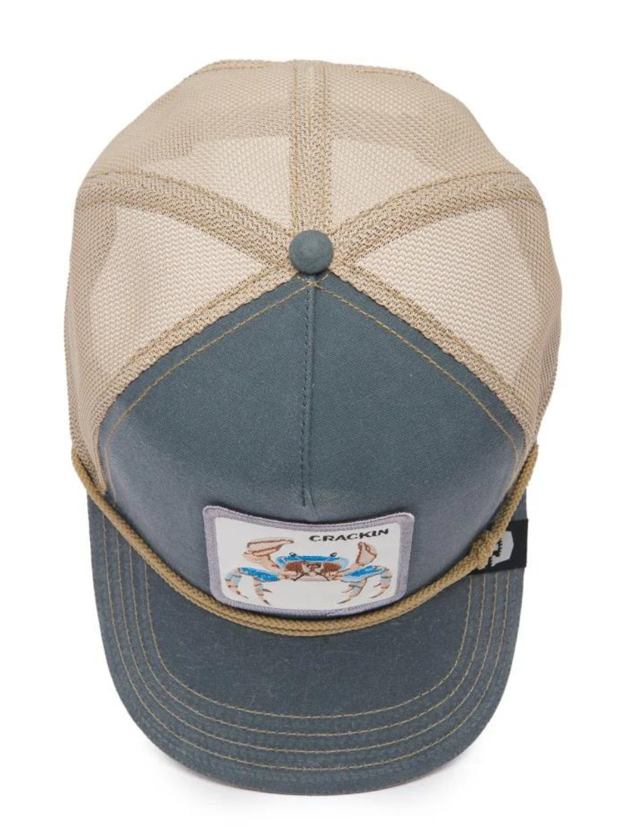 Cappellino Wuz Crackin (Crab) di Goorin Bros - Ardesia / Beige