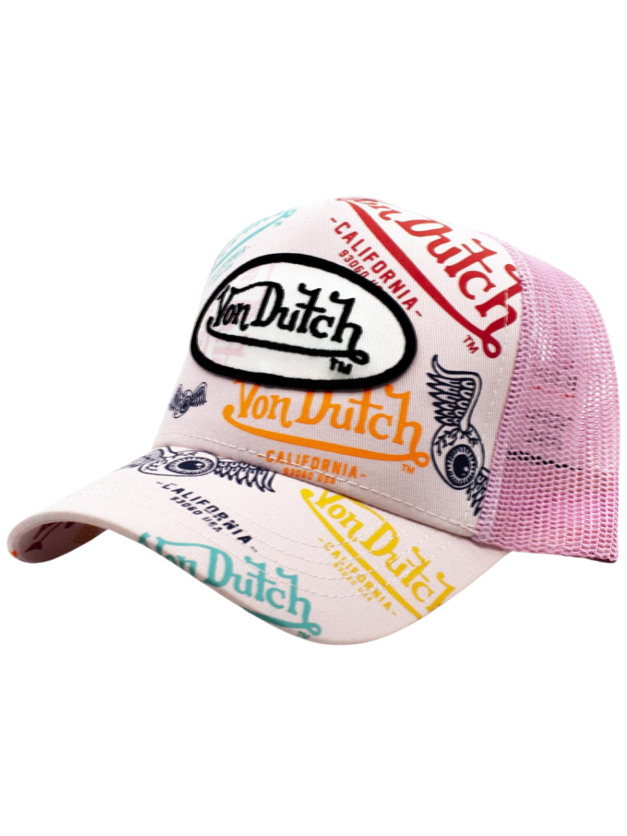 Von Dutch Multi Patch Trucker Cap Pink surfdevils