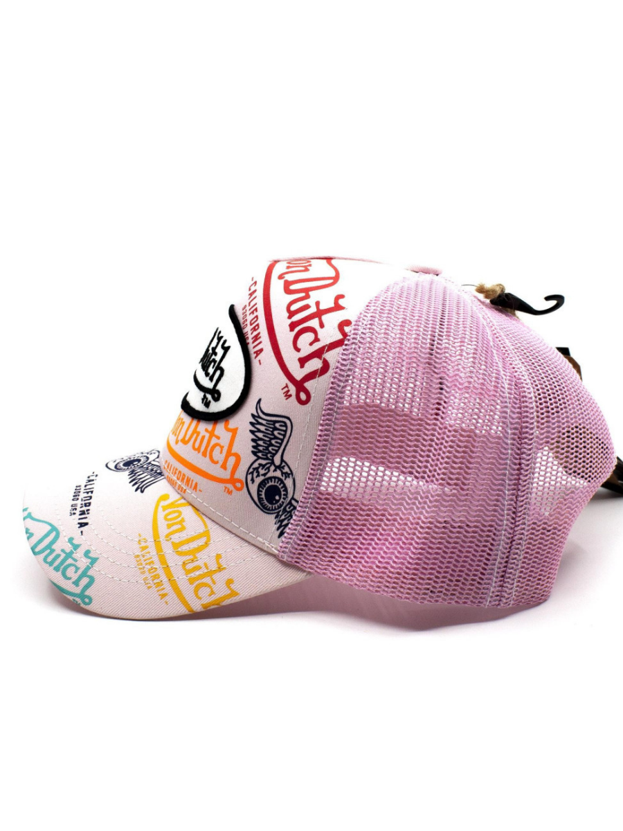 Casquette Trucker Multi Patch Von Dutch - Rose