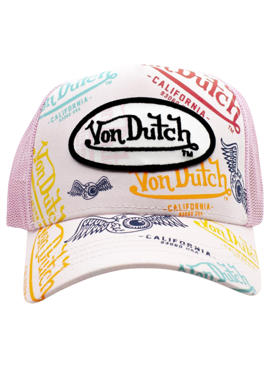 Casquette Trucker Multi Patch Von Dutch - Rose