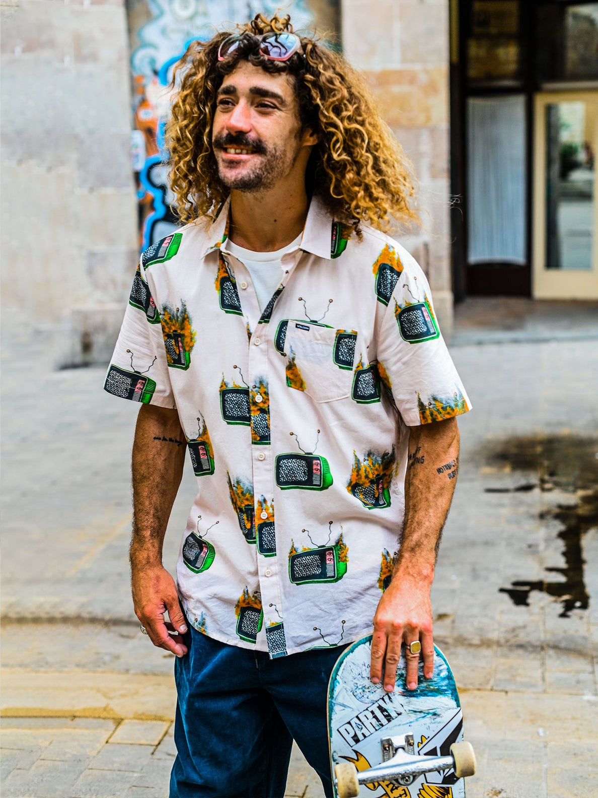 Volcom Justin Hager Woven Whitecap Gray Shirt