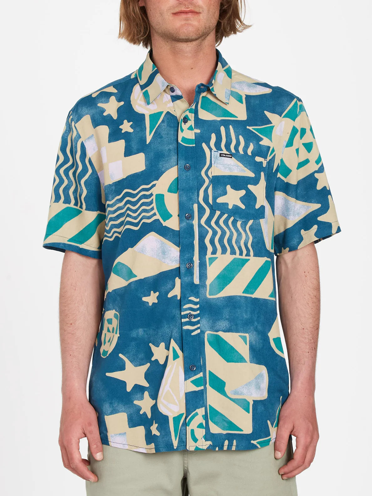 Camisa Volcom Hand Geo - Aged Indigo | Camisas de hombre | Camisas manga corta | Volcom Shop | surfdevils.com