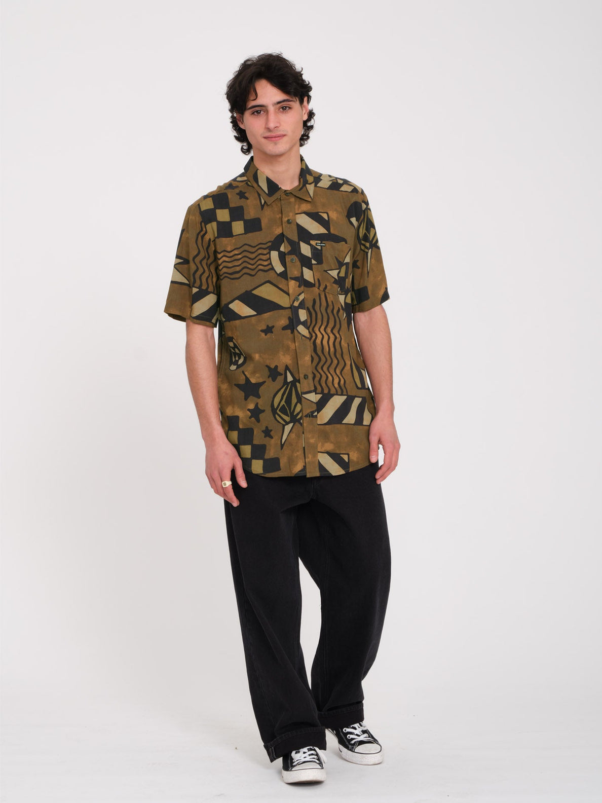 Volcom Hand Geo Service Green Shirt