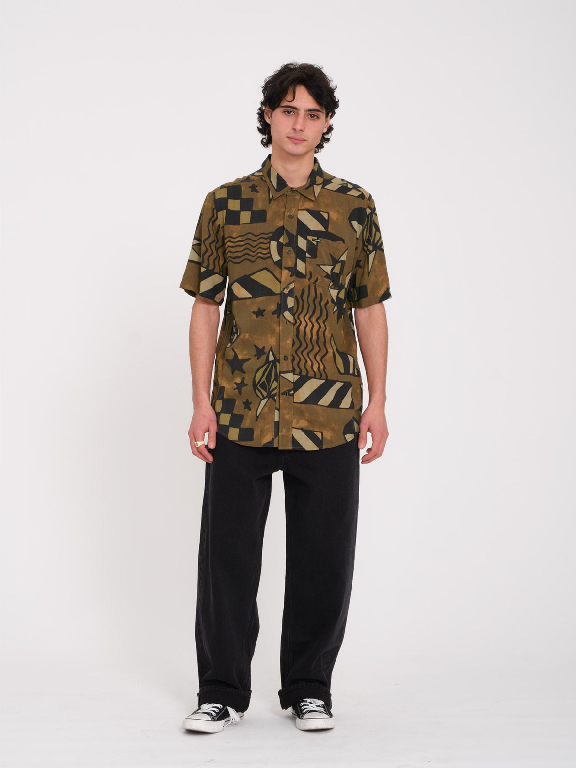 Volcom Hand Geo Service Green Shirt