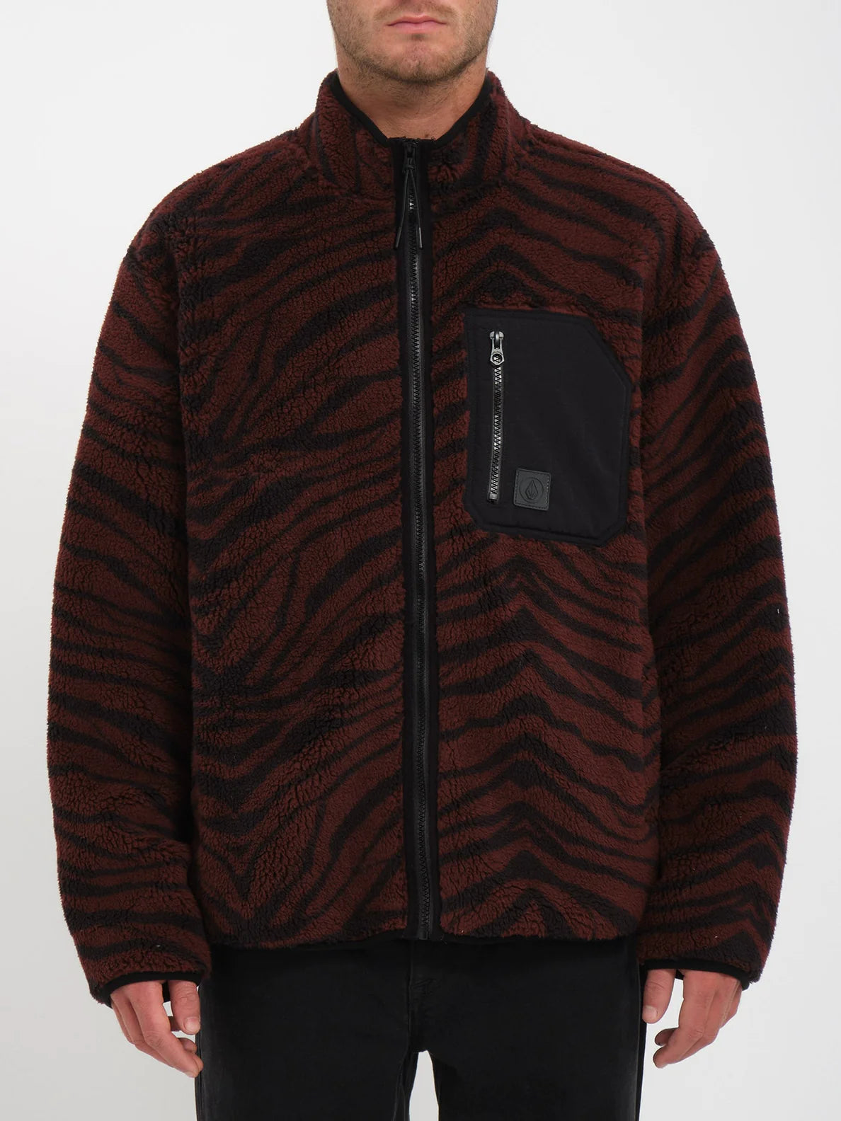Volcom Muzzer Fuzzar Sherpa Zip Hoodie Bitter Chocolate