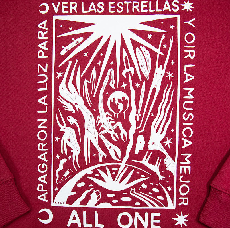 Sudadera All One Ver Las Estrellas Hoodie- Burgundy