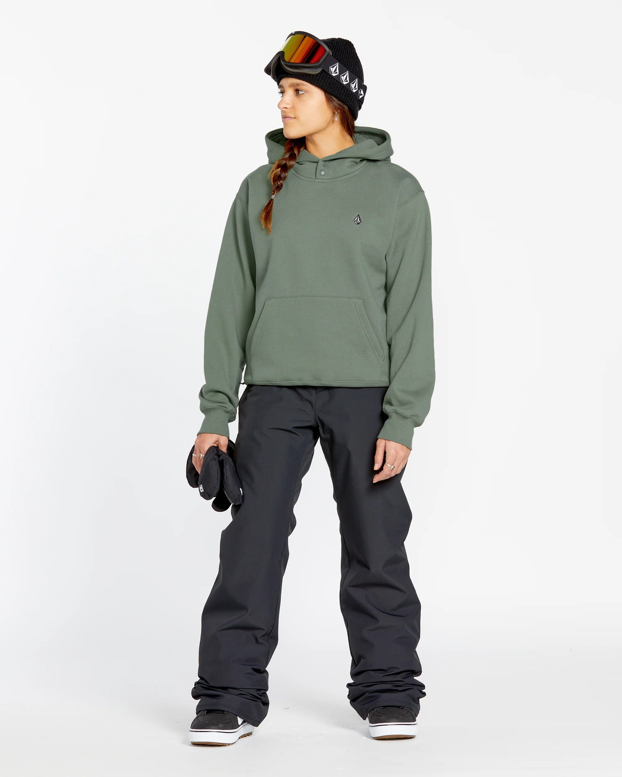 Pile con cappuccio da donna Volcom Costus - Verde lichene
