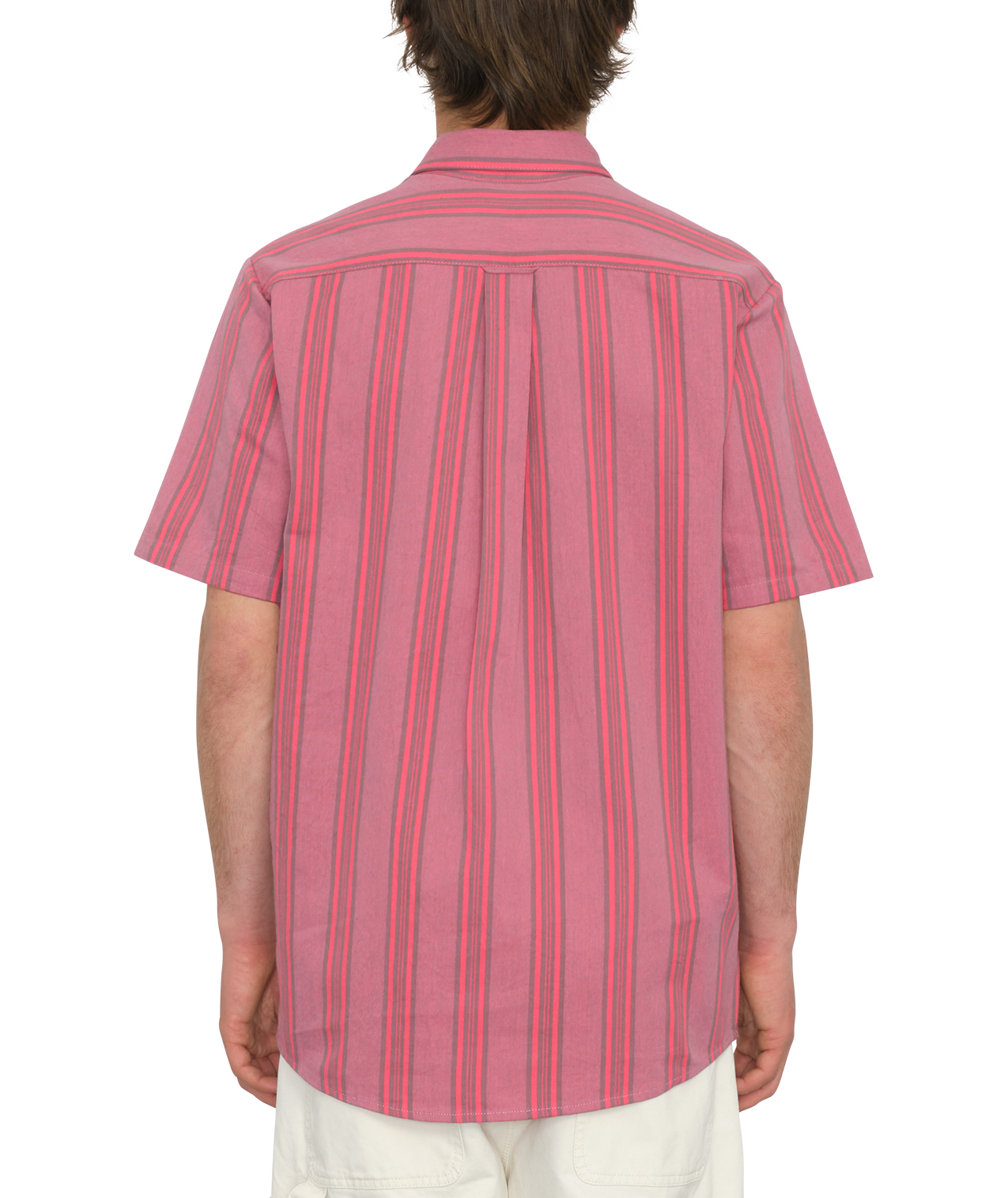 Volcom Newbar Stripe Short Sleeve Shirt - Washed Ruby