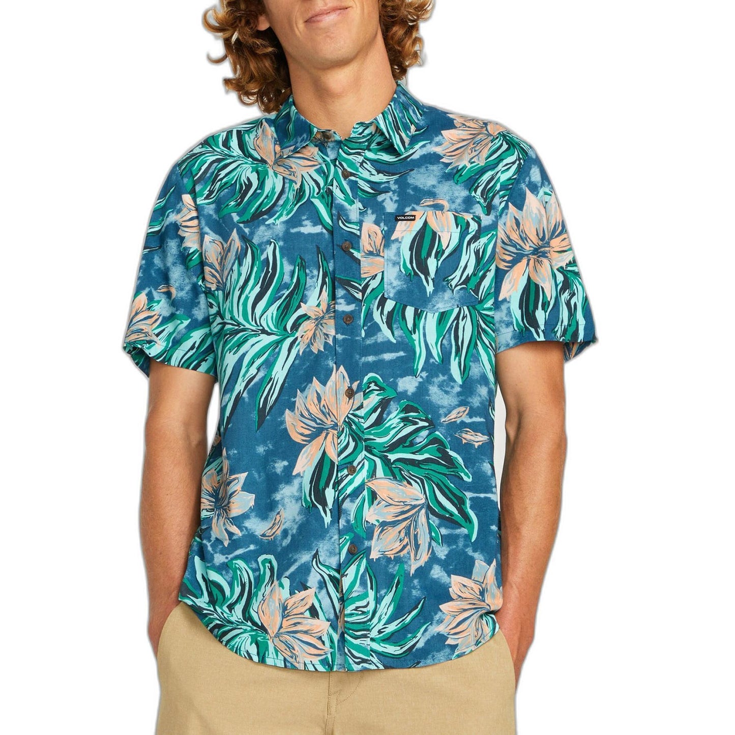 Camisa Volcom Marble Floral - Aged Indigo