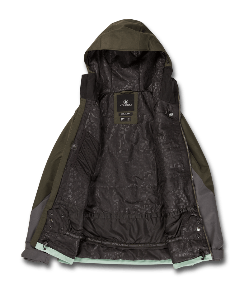 Volcom | Volcom Strayer Ins Jacket Black Green | Chaquetas Nieve Mujer, Insulated Technical, Snowboard, Unisex, Women, Zip-tech |