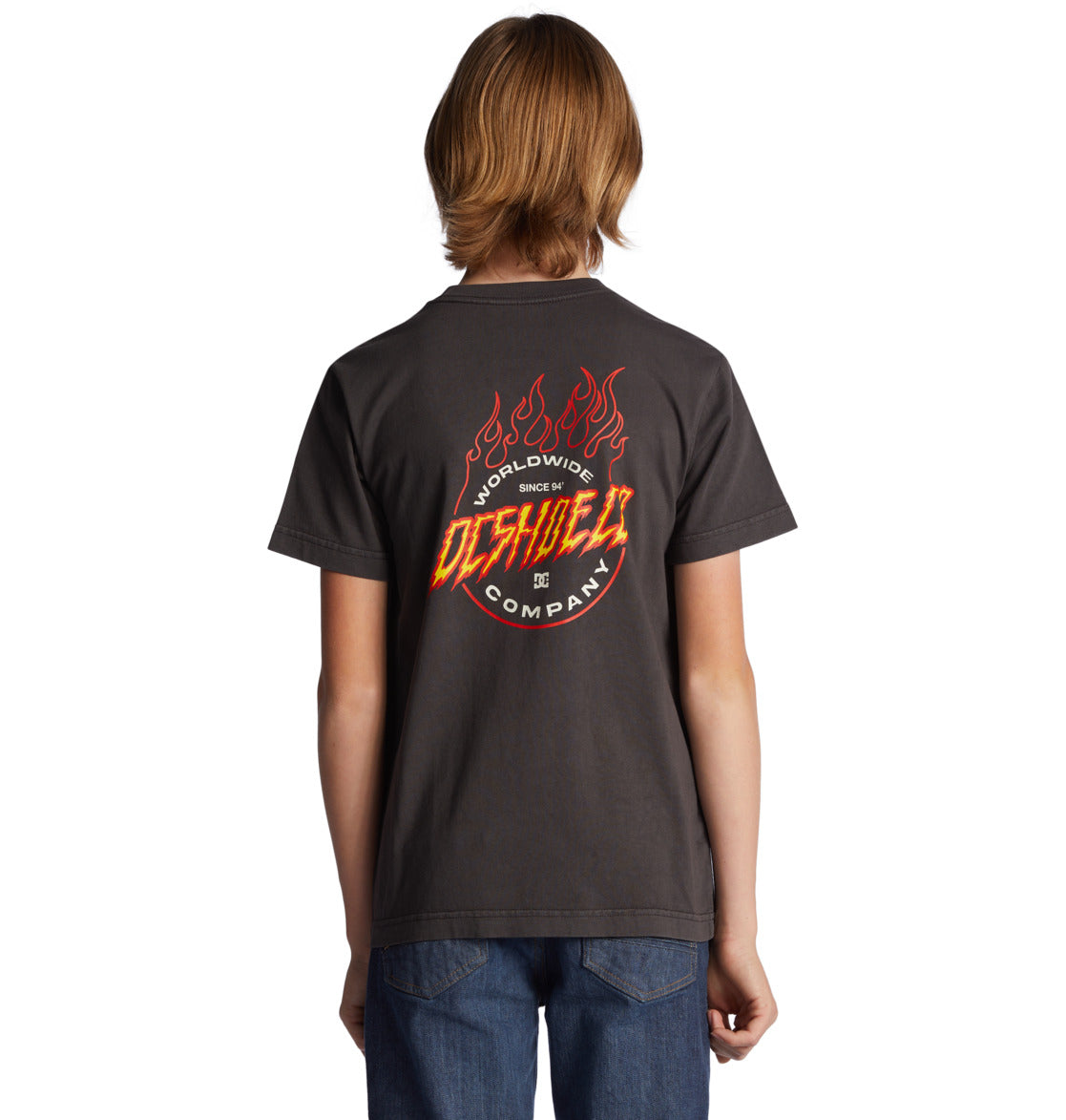 Dc Boy's T-Shirt Fiery Black Enzyme Wash