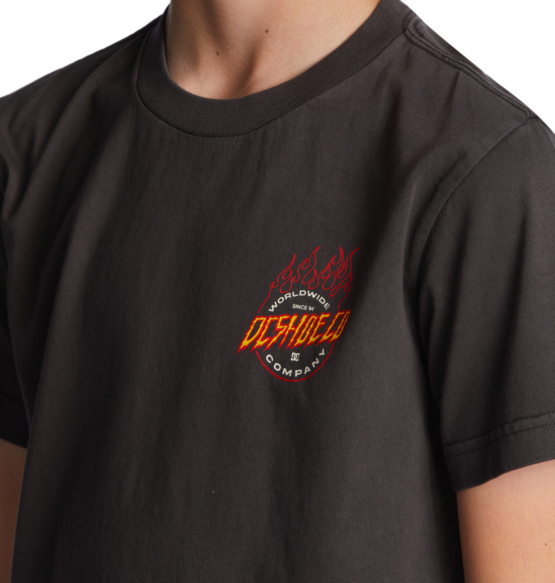 Dc Boy's T-Shirt Fiery Black Enzyme Wash