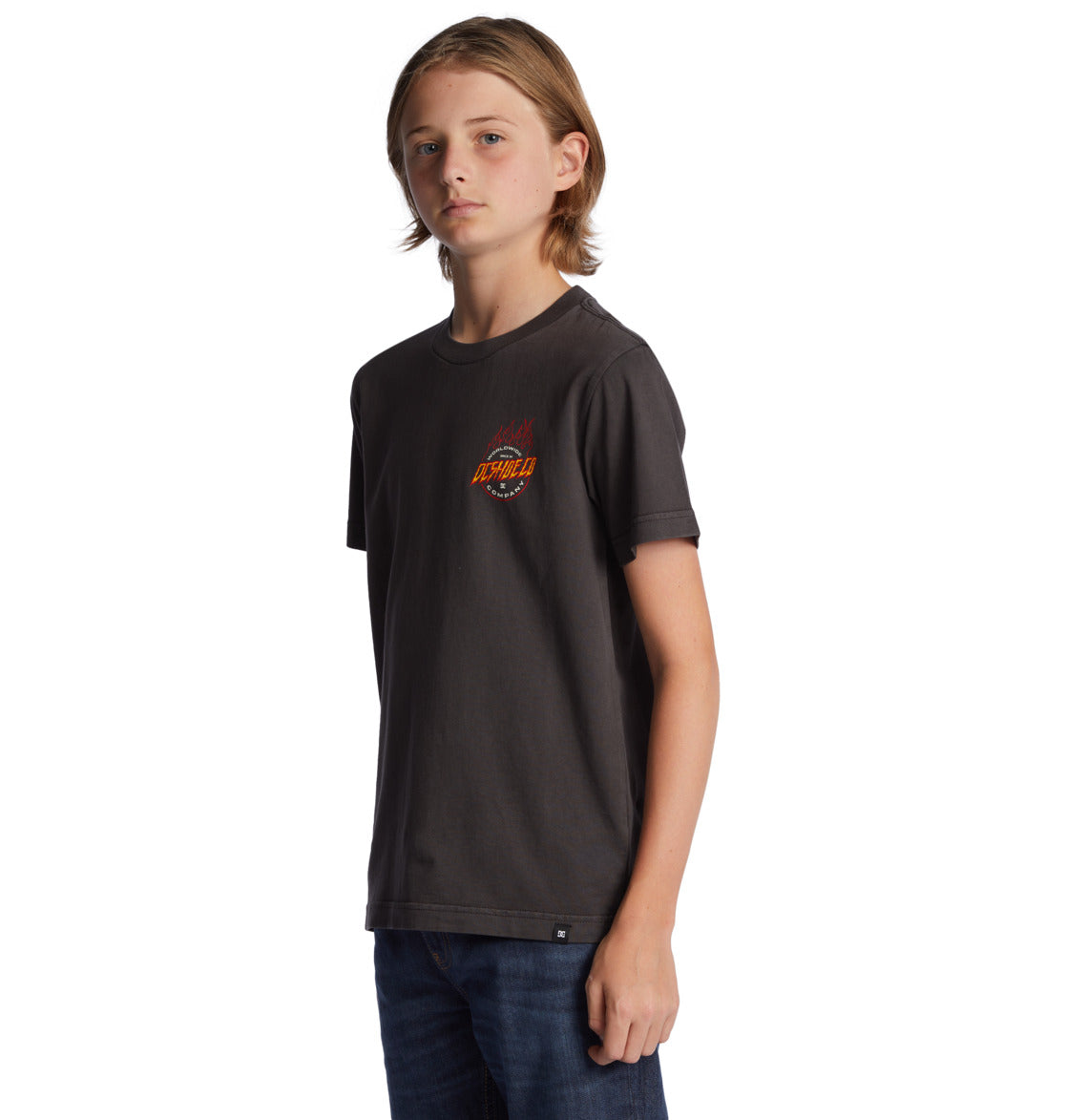 Dc Boy's T-Shirt Fiery Black Enzyme Wash