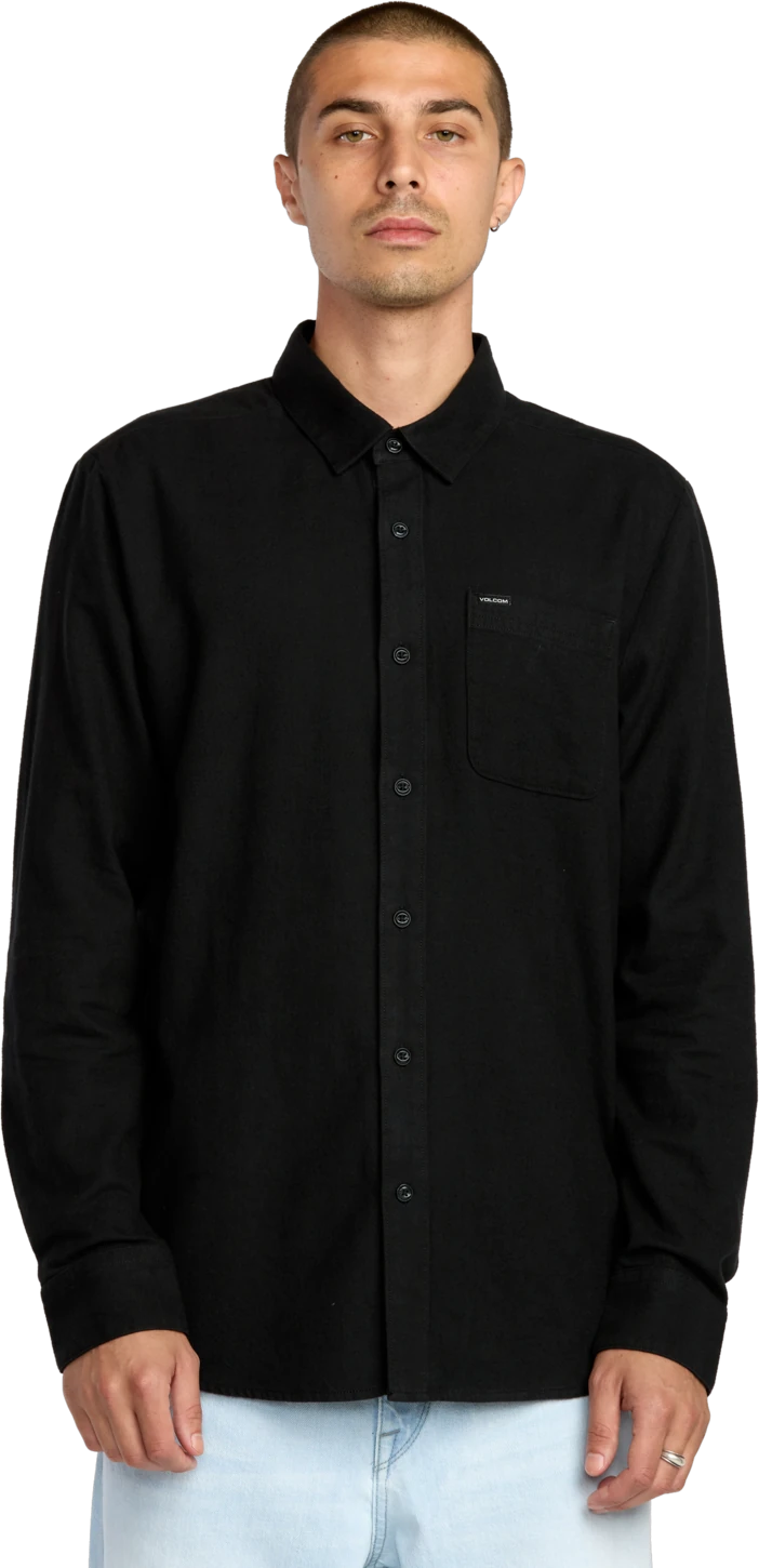 Volcom Caden Solid Shirt camisa manga larga hombre | Antique Black