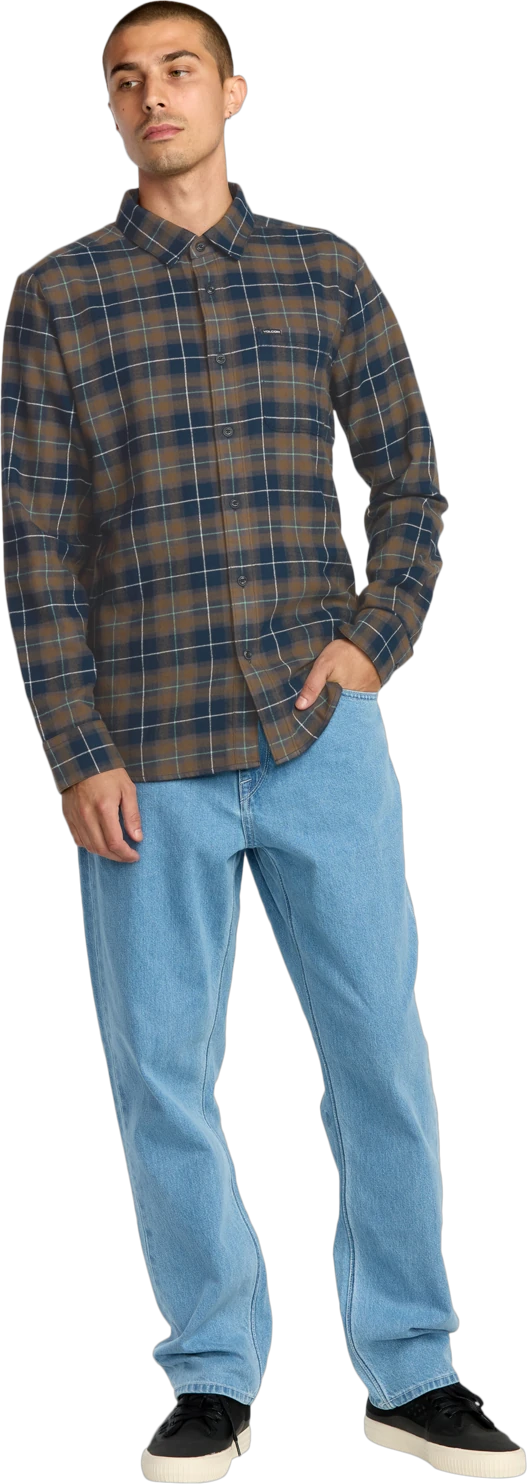 Volcom Caden Plaid Shirt camisa manga larga hombre detail 4 | Navy