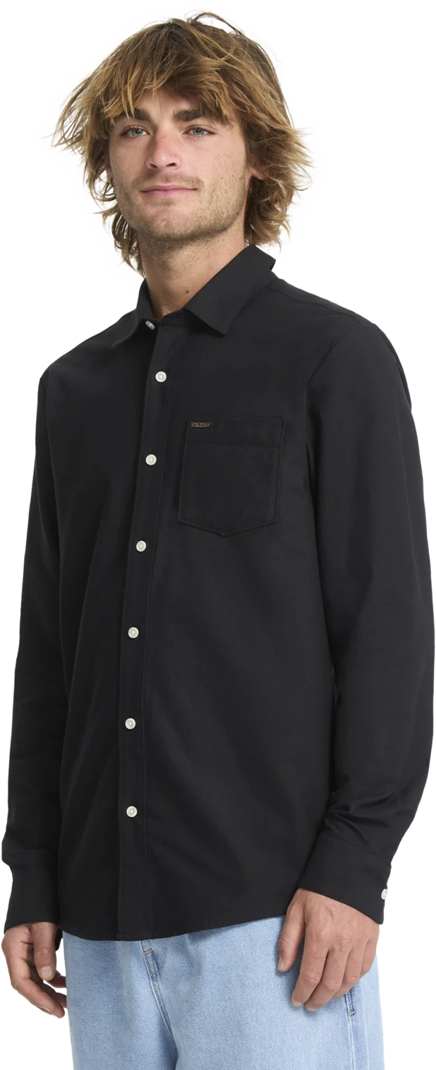 Volcom Veeco Oxford Shirt camisa manga larga hombre detail 5 | Black