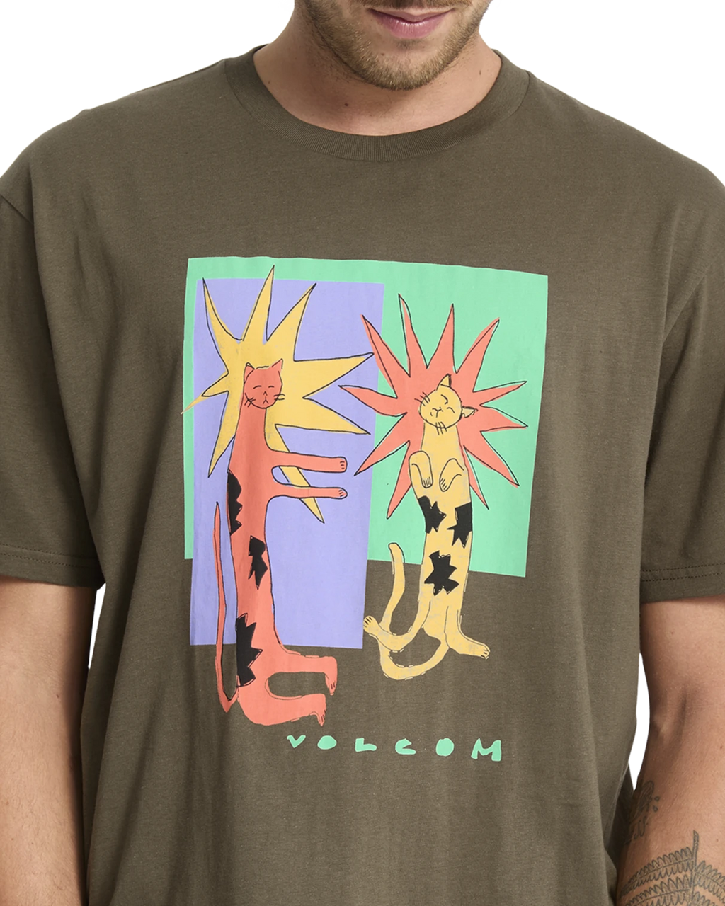 Volcom Longo Cats camiseta manga corta hombre detail 3 | Sage Leaf