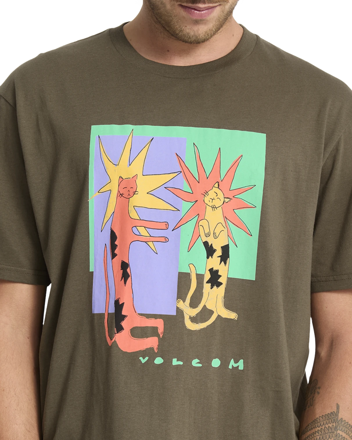 Volcom Longo Cats camiseta manga corta hombre detail 3 | Sage Leaf