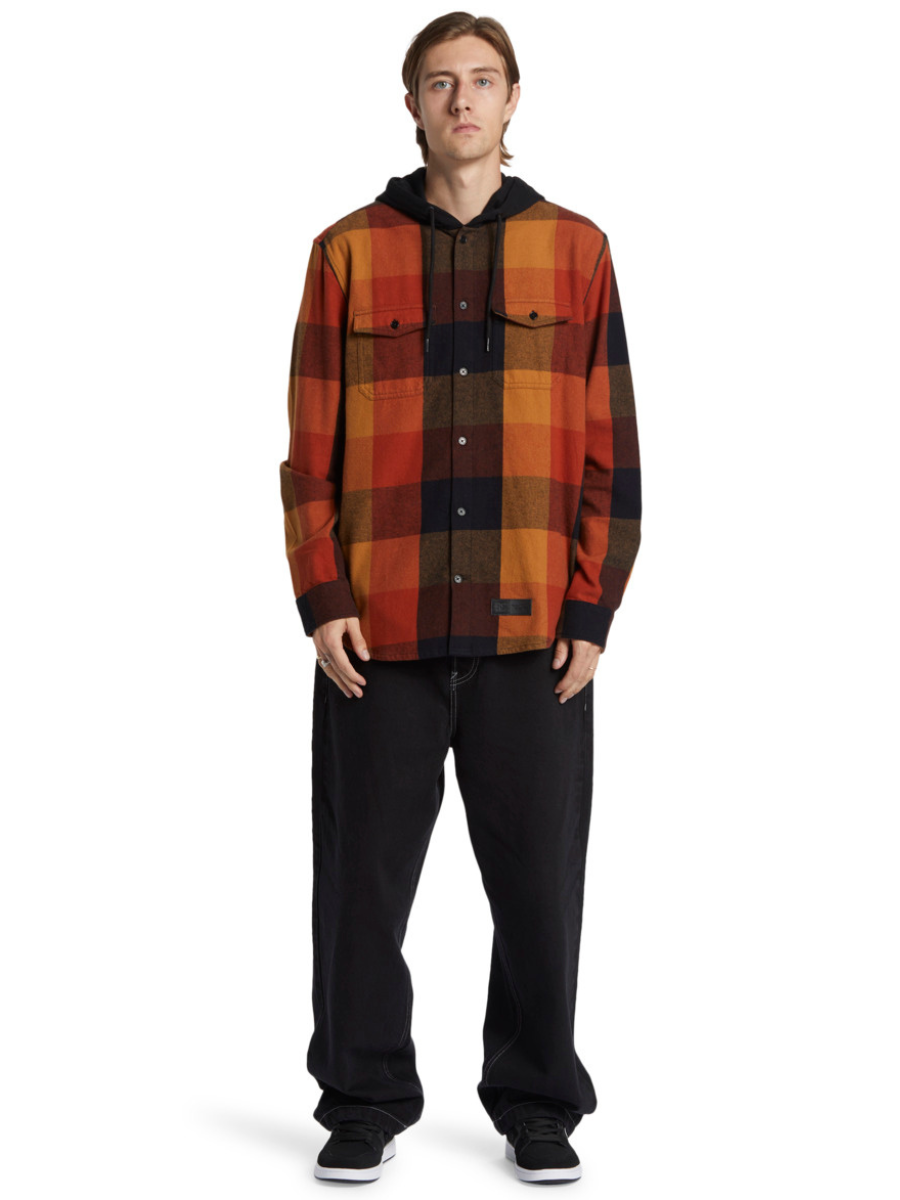 DC Shoes Camicia con cappuccio Rucktus - plaid nero/ar.spice/chipmunk