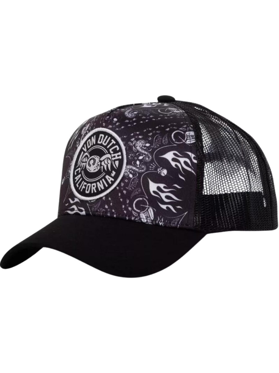 Von Dutch Trucker Snapback Cap - Bandana Black