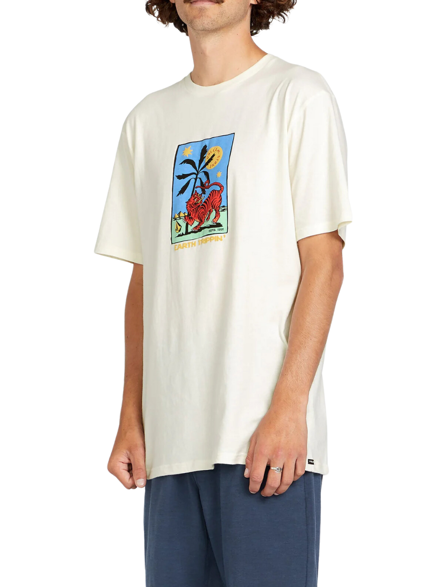 Camiseta Volcom Tarot Tiger Farm To Yarn - Off White