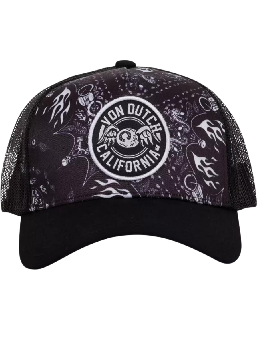 Von Dutch Trucker Snapback Cap - Bandana Black