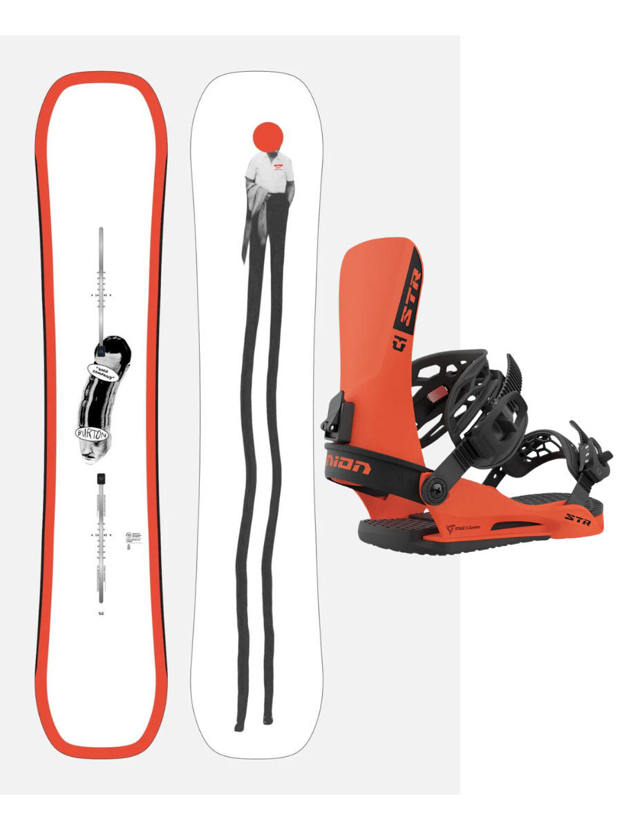 Snowboard pack: Burton Good Company 152 + Union STR Hunter Orange Bindings (41-43)