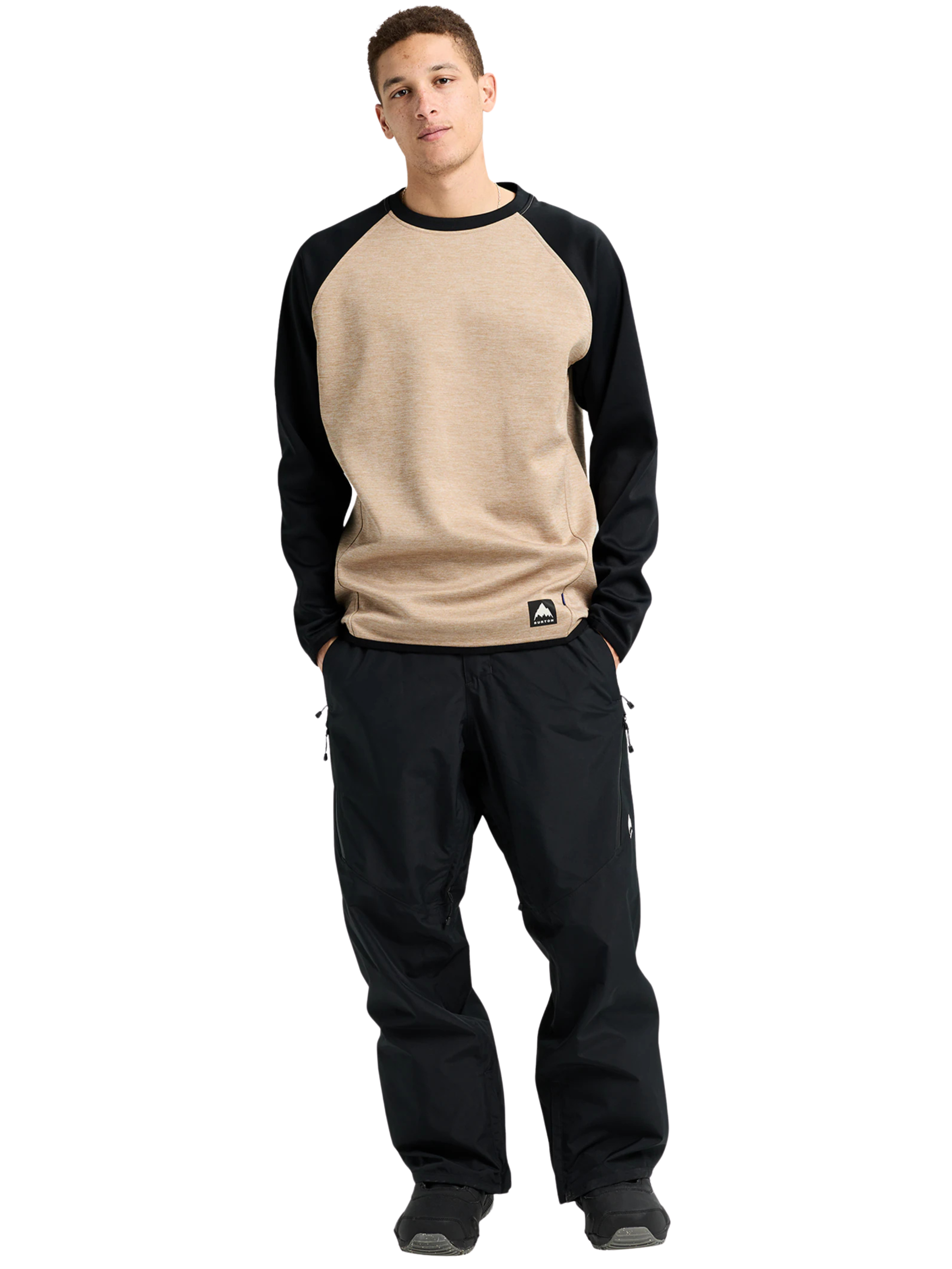 Men’s Burton Crown Weatherproof Crewneck Fleece | Summit Taupe Heather / True Black