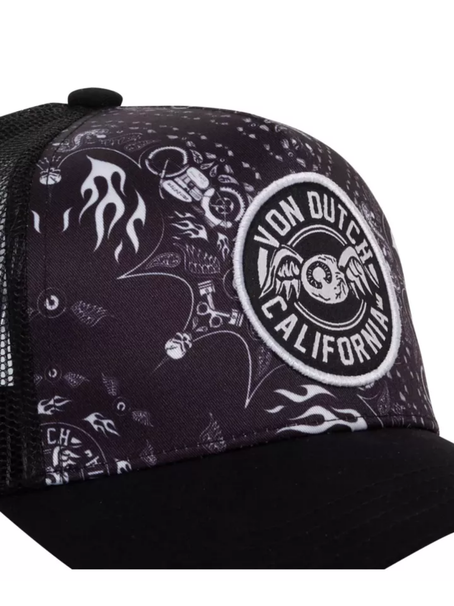 Von Dutch Trucker Snapback Cap - Bandana Black