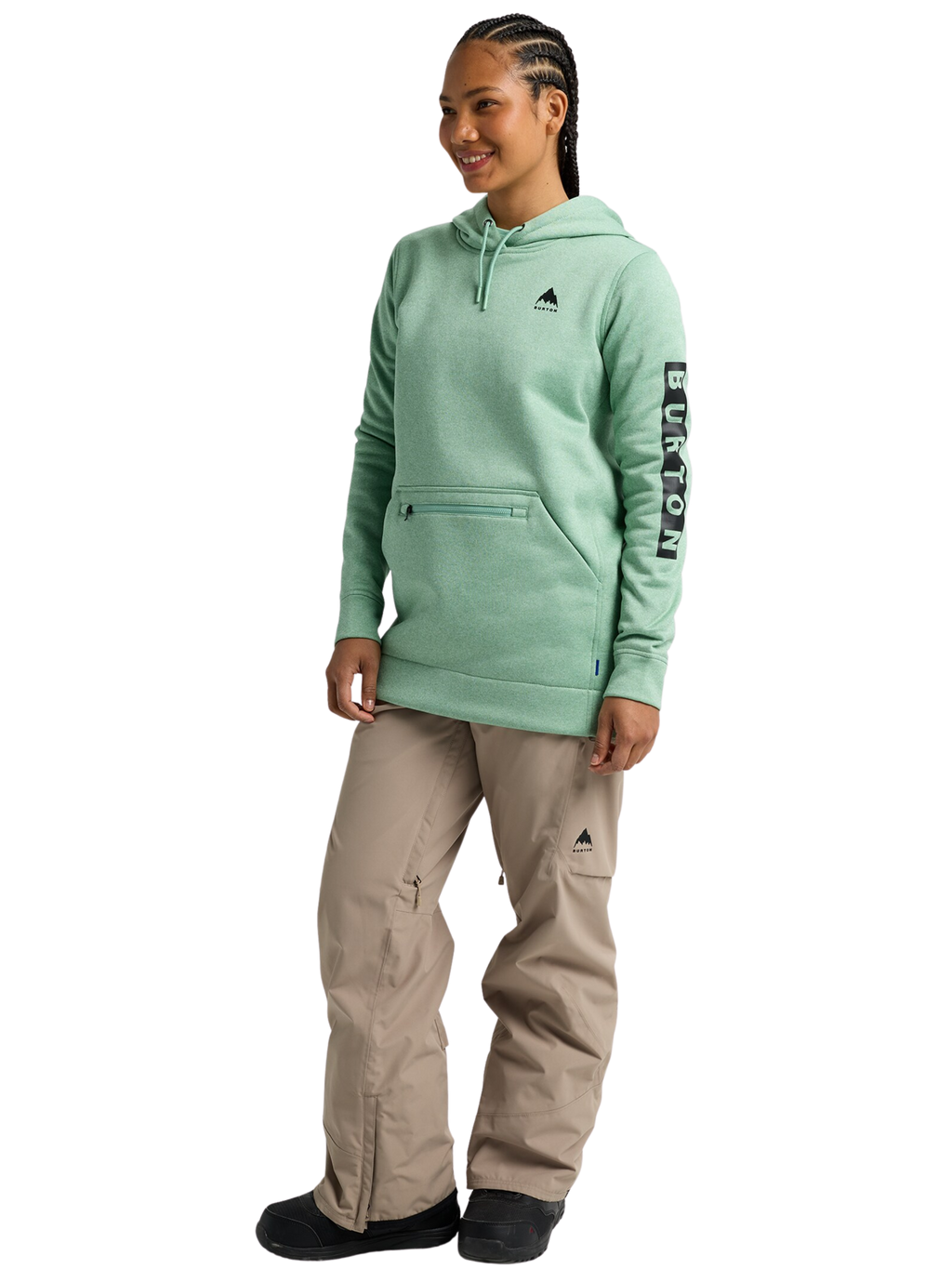 Sudadera larga Burton Oak Long Pullover Hoodie para mujer | Soft Sage Heather