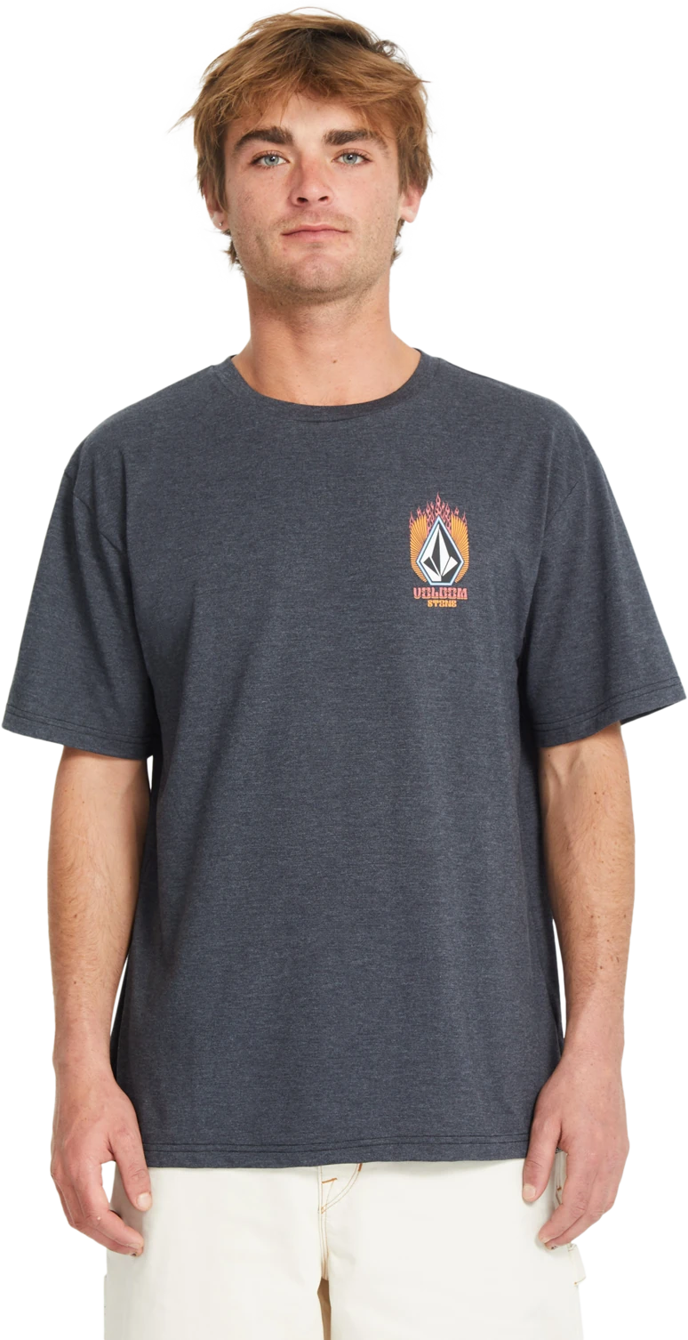 Volcom Draggin Stone Hth camiseta manga corta hombre | HEATHER BLACK