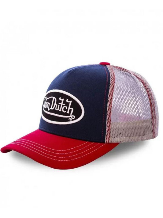 Von Dutch Tricolor Baseball Cap in Red, White and Beige