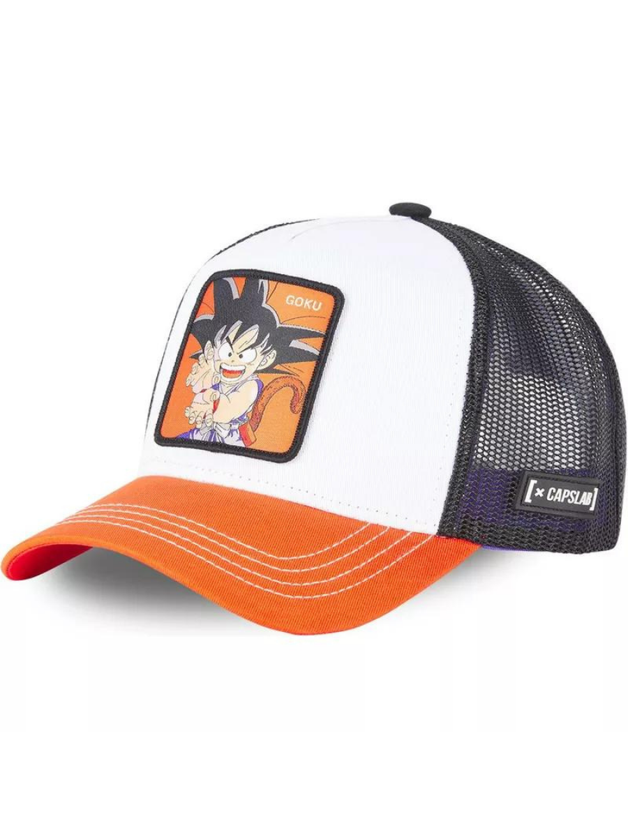 Capslab x Dragon Ball (Goku) Trucker Cap – Schwarz/Weiß/Orange