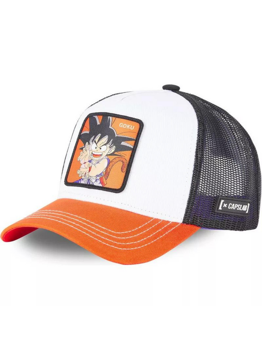 Gorra Trucker Capslab x Dragon Ball (Goku) - Negro/Blanco/Naranja