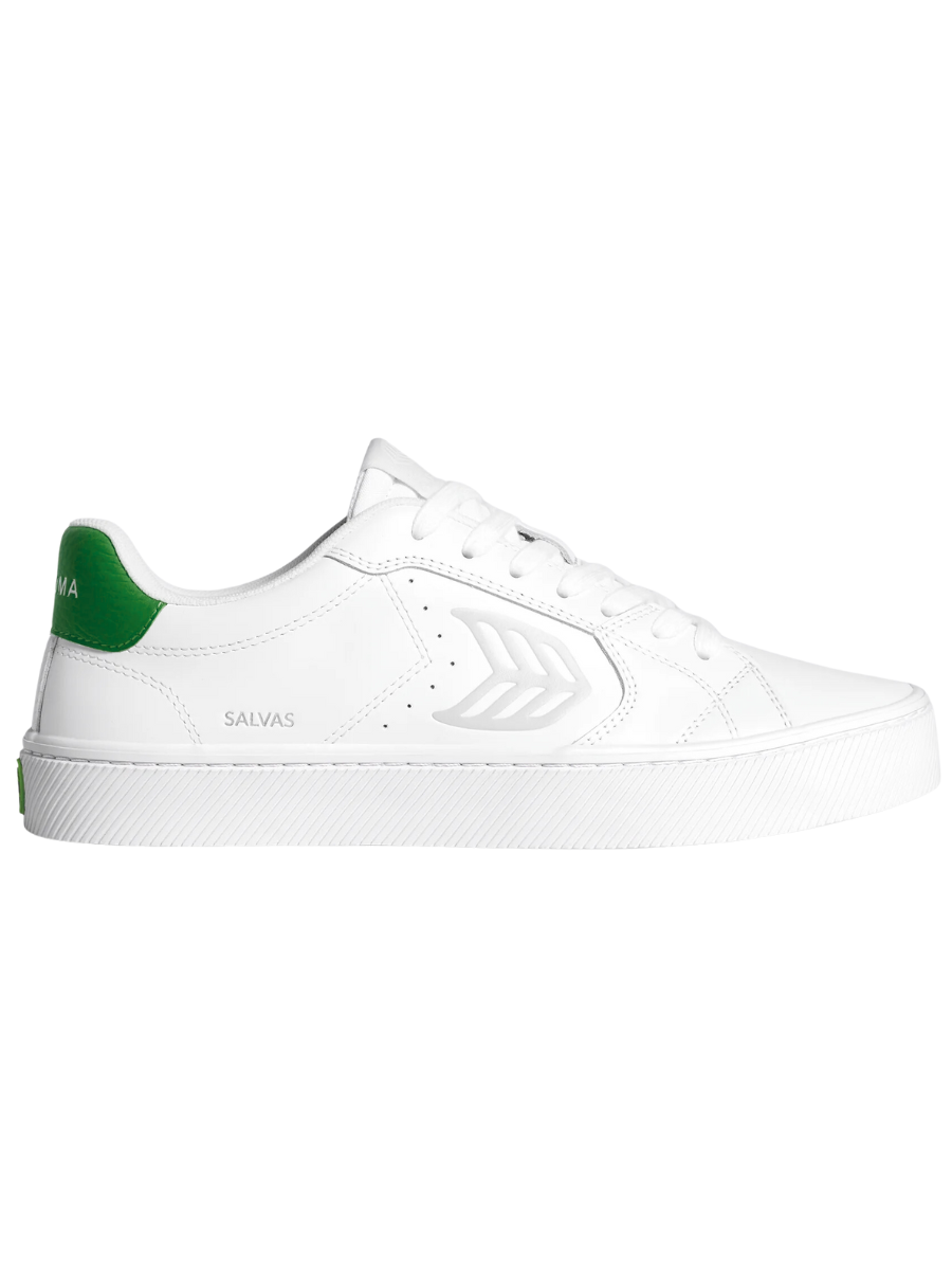 Cariuma Salvas Sneakers White Leather Ice logo Green