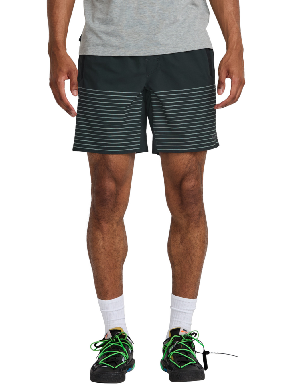RVCA Yogger Stretch 17" Kurze Hose Schwarz gestreift