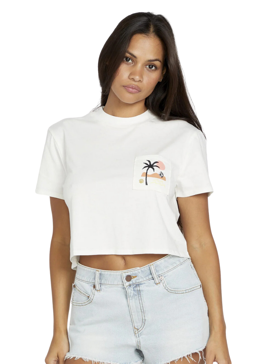 Volcom Pocket Dial Girl's T-Shirt - Star White | Collection_Zalando | Volcom Shop | Women's short sleeve t-shirts | surfdevils.com