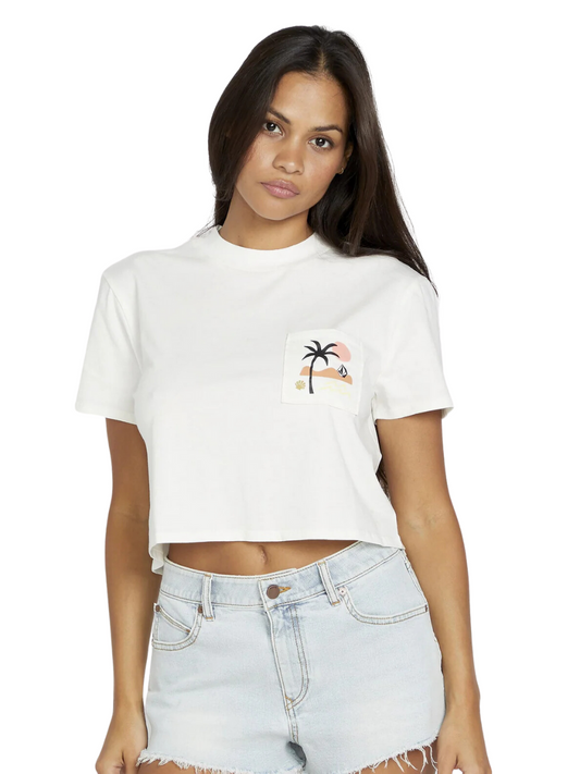 Camiseta feminina Volcom Pocket Dial - Star White