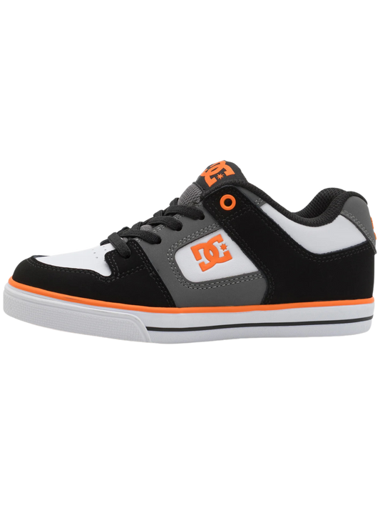 Tênis de menino | DC Shoes Tênis infantil Pure Elastic - Preto/Branco/Cinza/Laranja